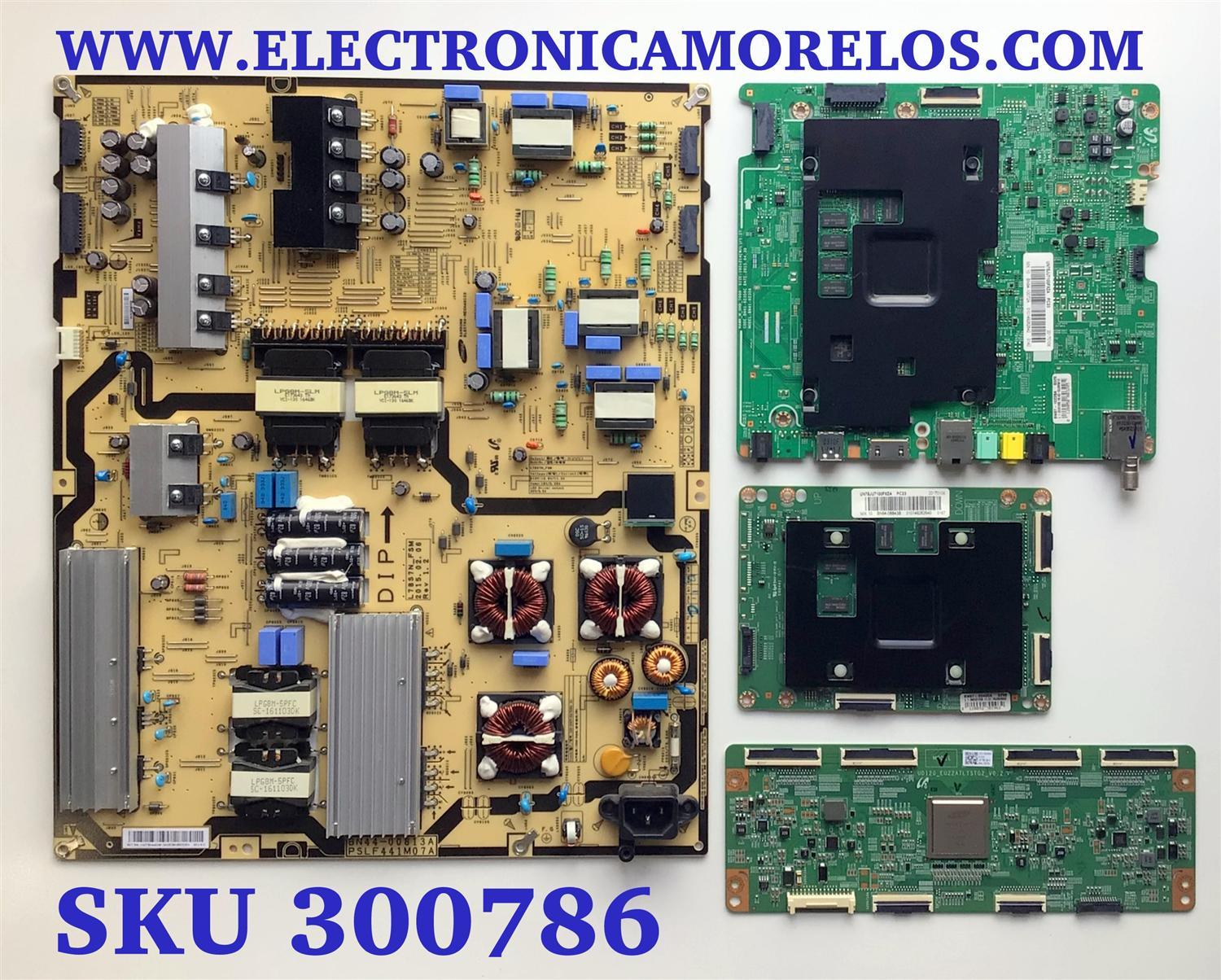 KIT DE TARJETAS SMART TV SAMSUNG 4K / MAIN BN94-10072A / BN41-02356C / FUENTE BN44-00813A / PSLF441M07A / T-CON BN96-35079A / UD120_EU22ATLTSTG2_V0.2 / MAIN SUBCON BN94-08843B / BN41-02417A / DISPLAY BN96-35063B / BN96-35063B  / MODELO UN75JU7100FXZA US02